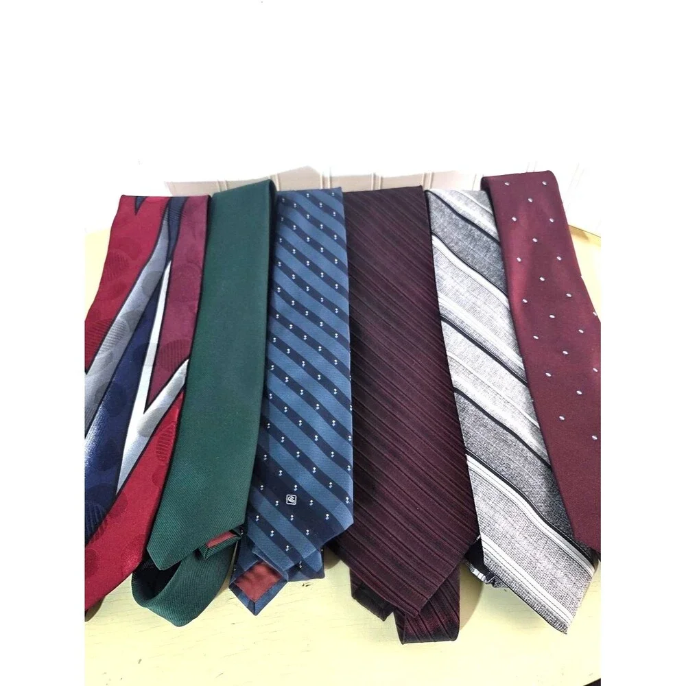 Lot of 6 Men’s Ties Designer Mixed Brands Silk Polyester Striped Geometric Class